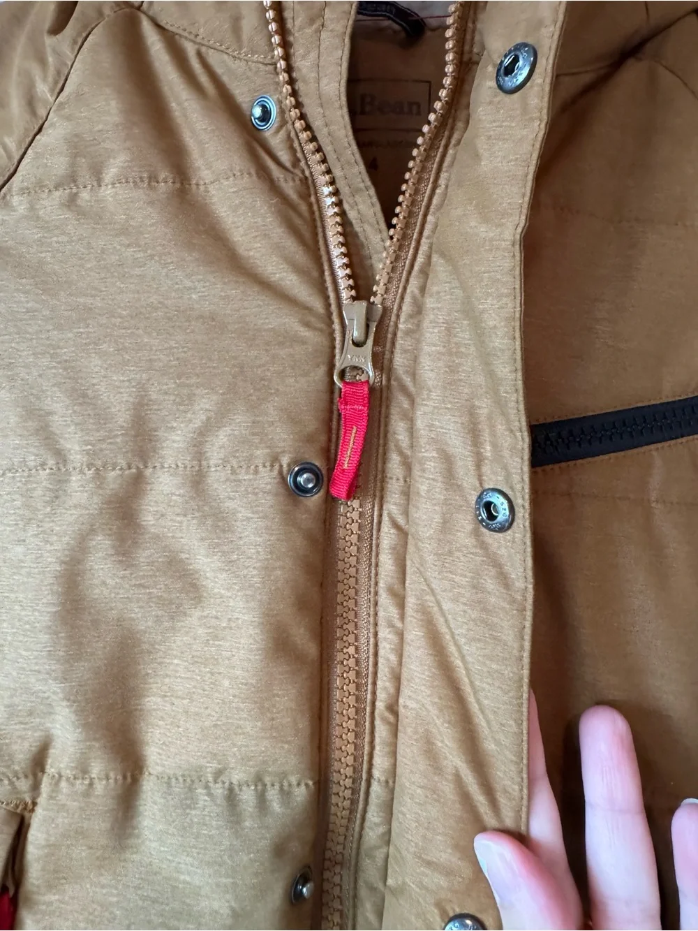 L.L. Bean Toddler Boy Tan Sherpa Fleece Lined Puffer Hooded Jacket Coat Size 4T